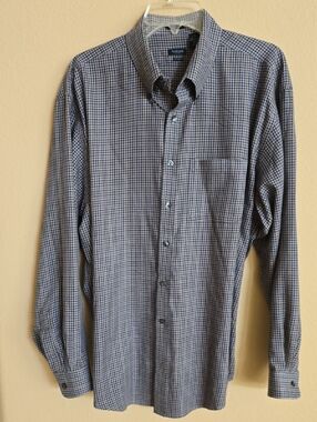 Van Heusen Navy/Grey/Brown Micro-Check Shirt - No Iron